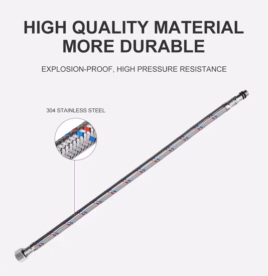 다양한 연결부가 있는 스테인리스 스틸로 제작된 유연한 금속 호스 편조